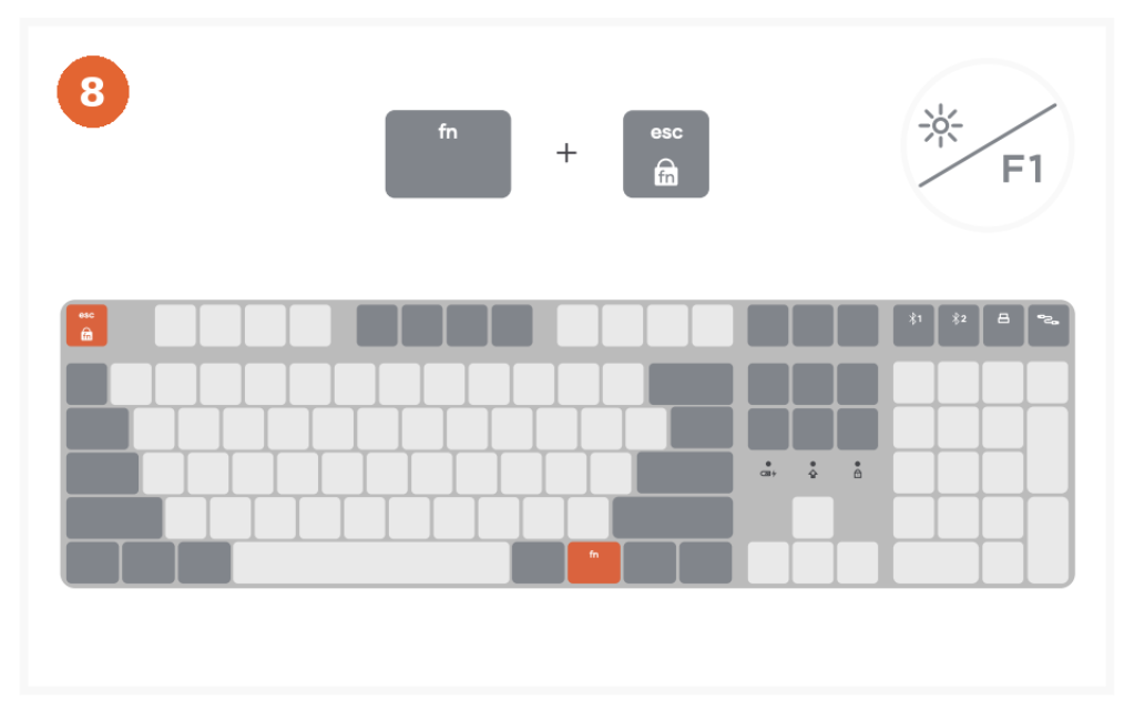 SM3 Slim Mechanical Backlit Bluetooth Keyboard | ST-KSM3LT-EN (Light) ST-KSM3DK-EN (Dark) Quick Start Guide step 9: Press and hold "FN + O" for 3 seco