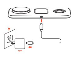 Setting up the Satechi Qi2 Trio Wireless Charging Pad by connecting the USB-C cable and power adapter