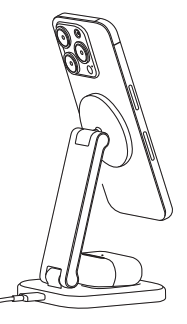 2-in-1 Foldable Qi2 Wireless Charging Stand setup diagram