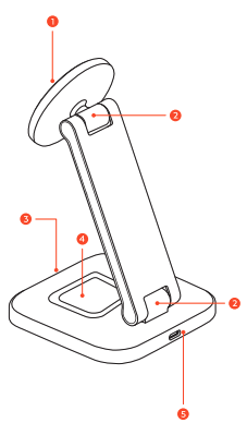 2-in-1 Foldable Qi2 Wireless Charging Stand parts diagram