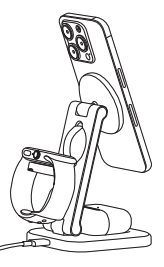 3-in-1 Foldable Qi2 Wireless Charging Stand setup diagram