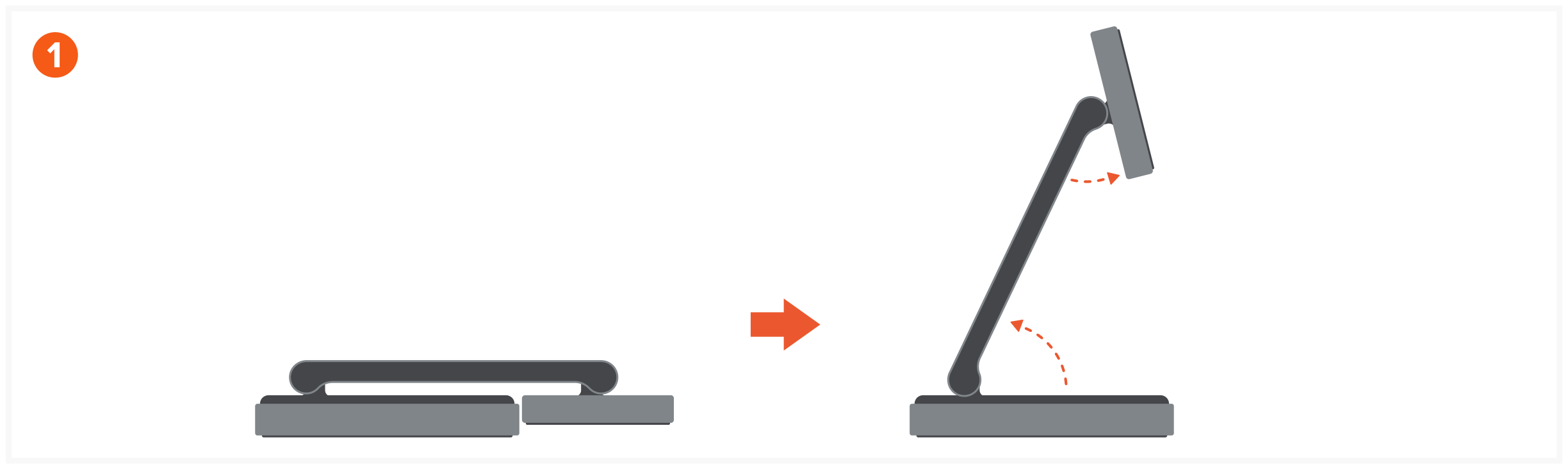2-in-1 Foldable Qi2 Wireless Charging Stand (ST-Q21FM) Quick Start Guide step 1: Unfold the 2-in-1 Charging Stand to an upright position.