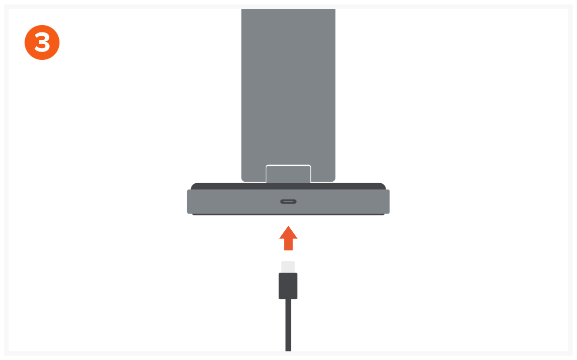 2-in-1 Foldable Qi2 Wireless Charging Stand (ST-Q21FM) Quick Start Guide step 3: Connect the USB-C cable to the rear USB-C port on the Charging Stand.