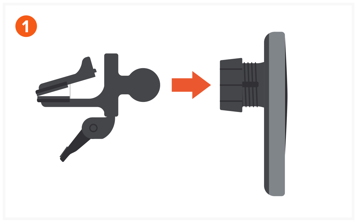 Qi2 Wireless Car Charger (ST-Q2CCM) Quick Start Guide step 1: Snap in the mount piece to the backside of the Charger.