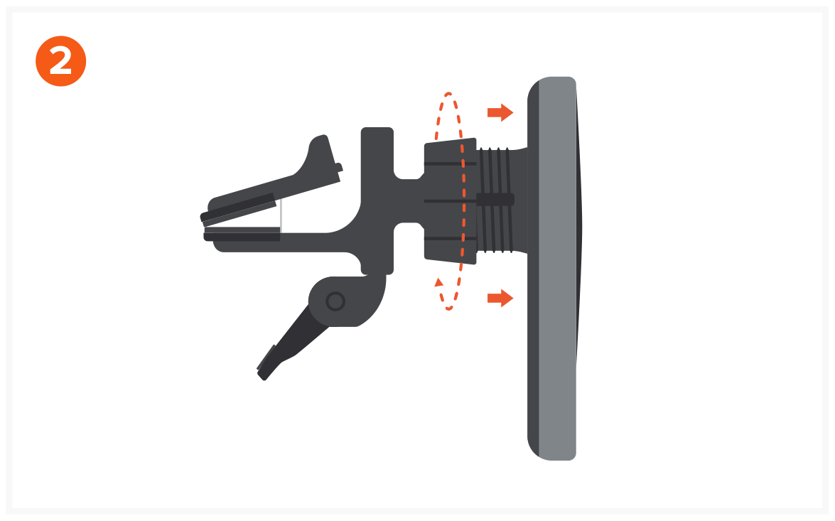 Qi2 Wireless Car Charger (ST-Q2CCM) Quick Start Guide step 2: Twist the knob to tighten and secure the two pieces together.