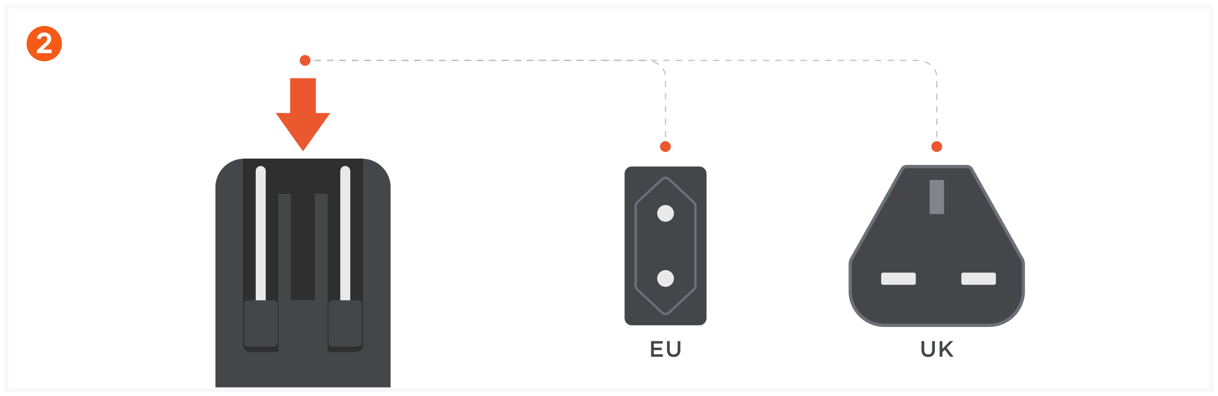 3-in-1 Foldable Qi2 Wireless Charging Stand (ST-Q31FM-EA) Quick Start Guide step 2: Align international plug over the insert.