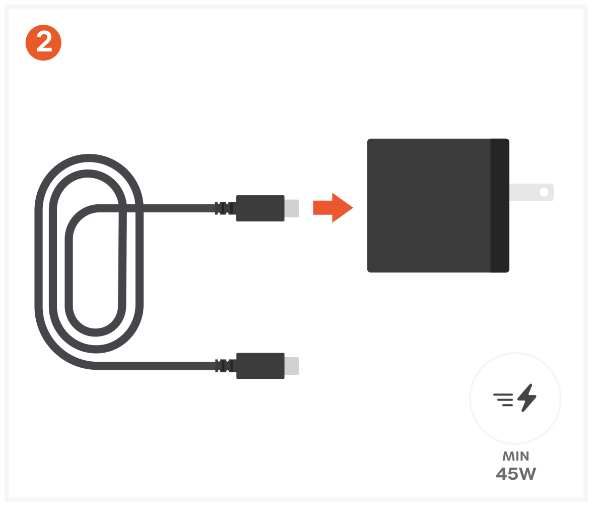 3-in-1 Foldable Wireless Charging Stand with Qi2 25W (ST-Q25F31C-EA) Quick Start Guide step 2: Connect the USB-C Cable to the Power Adapter
