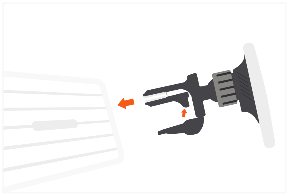 Magnetic Wireless Car Charger (ST-MCMWCM) Quick Start Guide step 3: Push the bottom lever to open the clamp and attach onto car’s air vents.