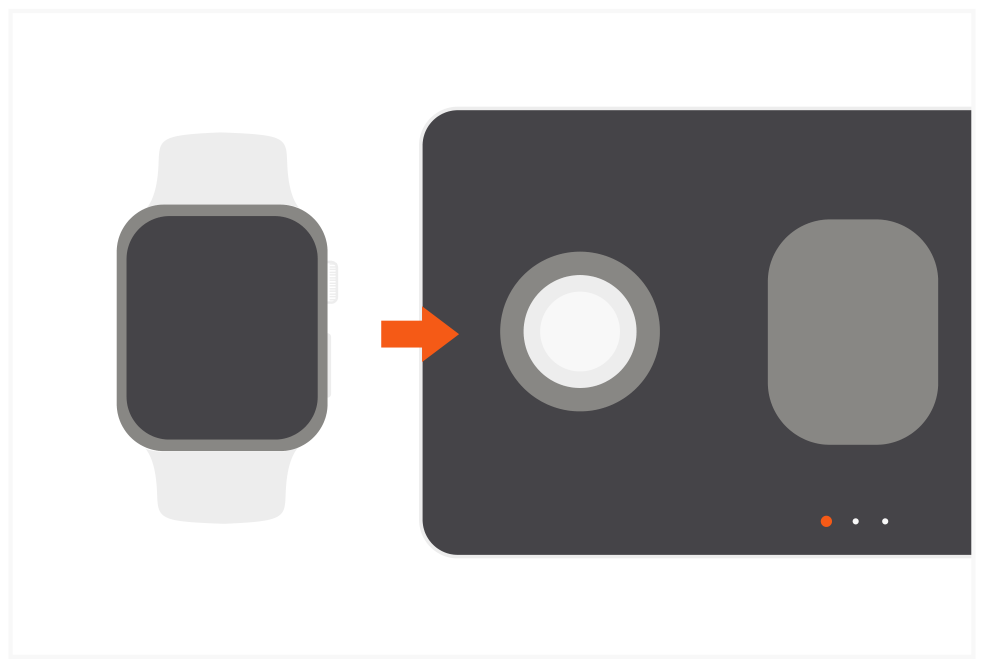 Trio Wireless Charger With Magnetic Pad (ST-X3TWCPM) Quick Start Guide step 3: Place Apple Watch onto the magnetic charging module (2.5W). Supports Nightstand mode.