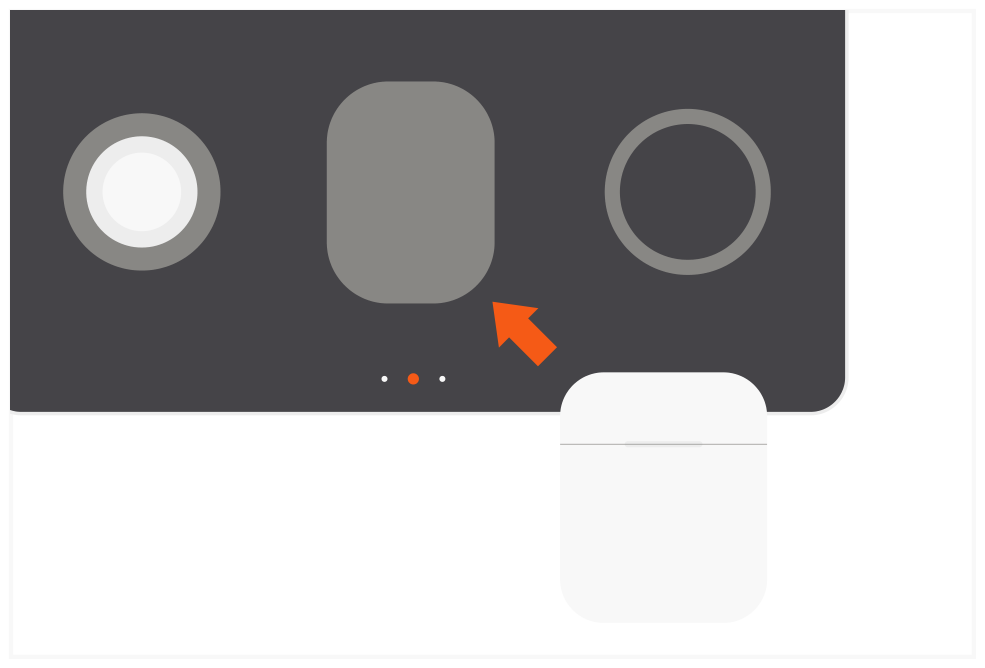 Trio Wireless Charger With Magnetic Pad (ST-X3TWCPM) Quick Start Guide step 4: Place AirPods Pro/2 onto the middle charging groove (5W).
