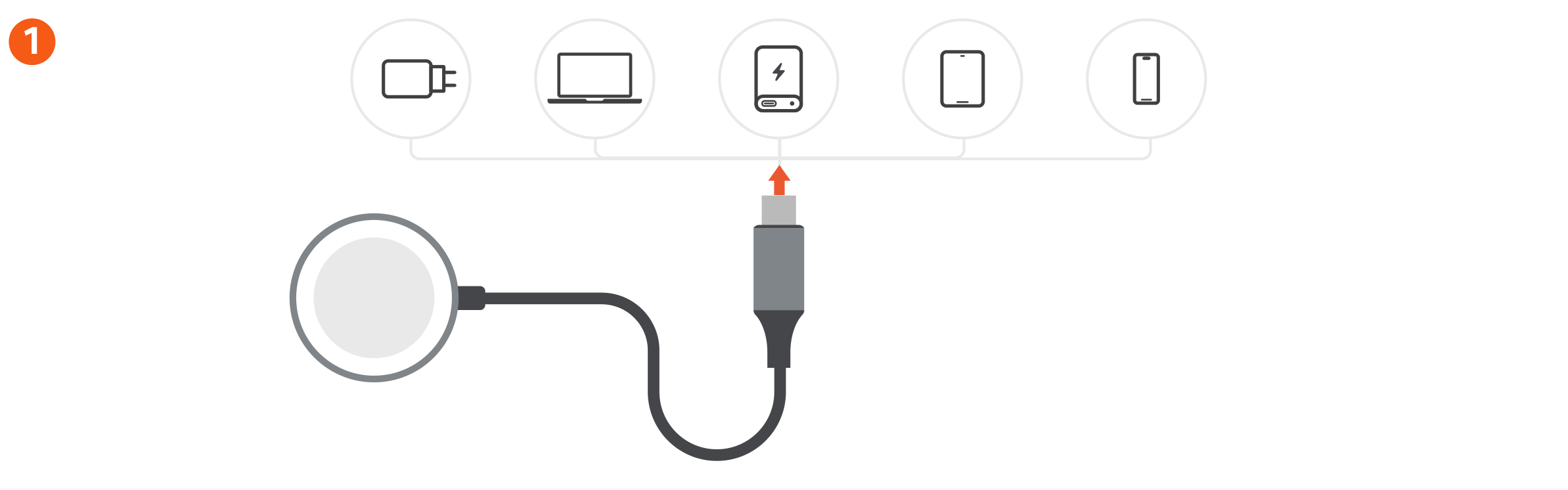 USB-C Charging Cable for Apple Watch (ST-QCAWM) Quick Start Guide step 1: To start charging, please connect the Cable to a USB-C charger or port that provides a 5W output or more.