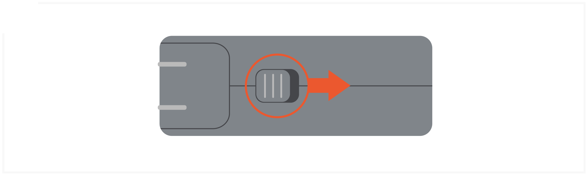145W USB-C 4-Port GaN Travel Charger (ST-W145GTM) Quick Start Guide, Replacing outlet adapter step 1: To disconnect the attached outlet adapter slide the switch on the top of the device away from the connector.