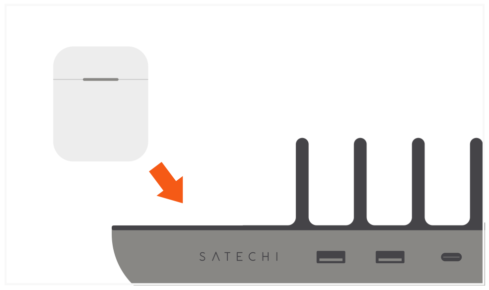 Dock5 Multi-Device Charging Station with Wireless Charging (ST-WCS5PM) Quick Start Guide step 4: Use the built-in wireless charging pad to power a Qi-enabled device. LED light will illuminate when device is 