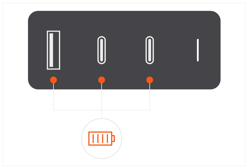 100W USB-C PD Compact GaN Charger (ST-TC100GM) Quick Start Guide step 5: Power output is automatically adjusted depending on devices connected: