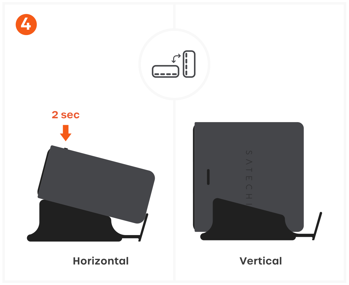 ChargeView 140W Desktop Charger (ST-C4CV140C-US) Quick Start Guide, Install & connect step 4: Position the Charger (Horizontal or Vertical)