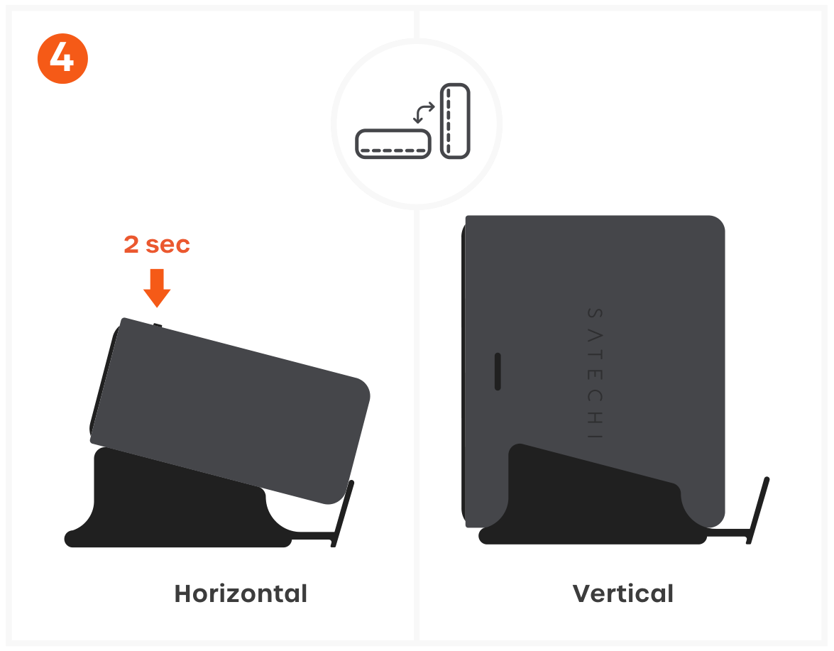 ChargeView™ 240W Desktop Charger (ST-C6CV240C-US) Quick Start Guide, Install & connect step 4: Position the Charger (Horizontal or Vertical)