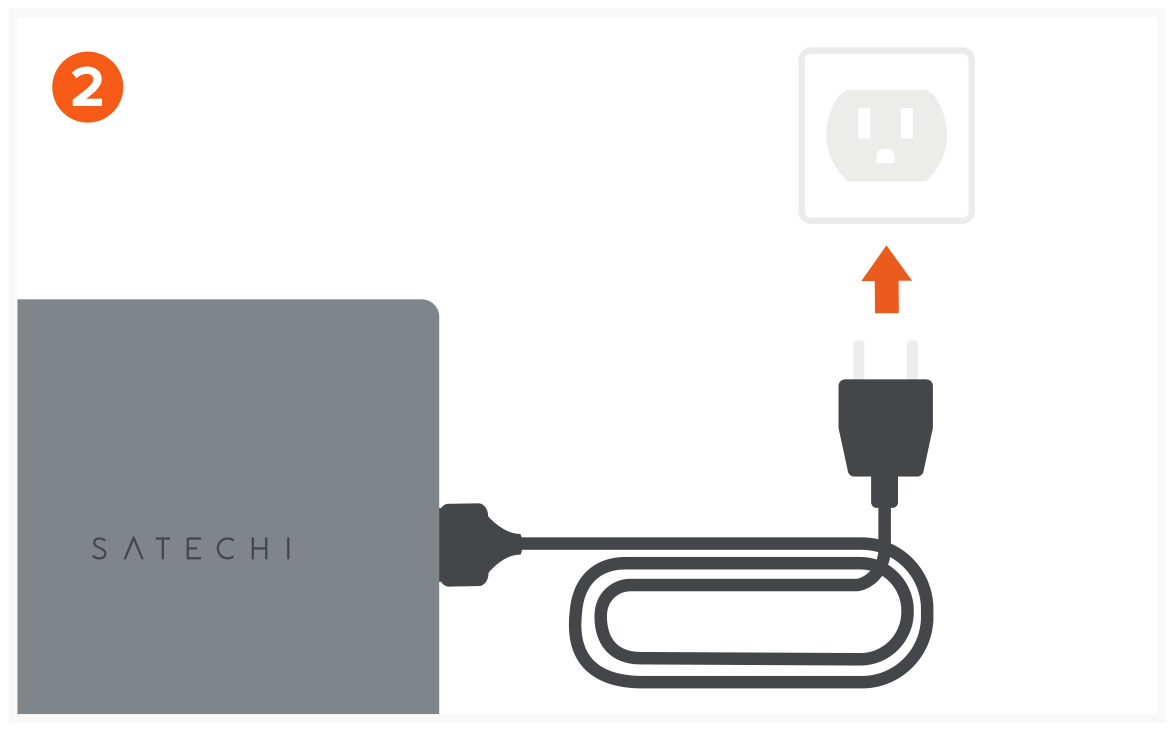 200W USB-C 6-Port PD GaN Charger (ST-C200GM-US) Quick Start Guide, Setup steps step 2: Plug the power cable directly to a power outlet.