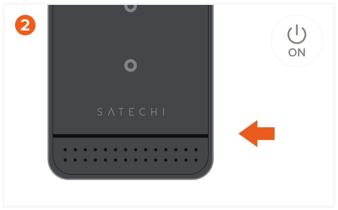 Duo Wireless Charger Power Stand (ST-UCDWPBSM) Quick Start Guide, Setup steps step 2: Turn on the power bank by clicking the side button once, the LED lights will turn on for 14 seconds and then t