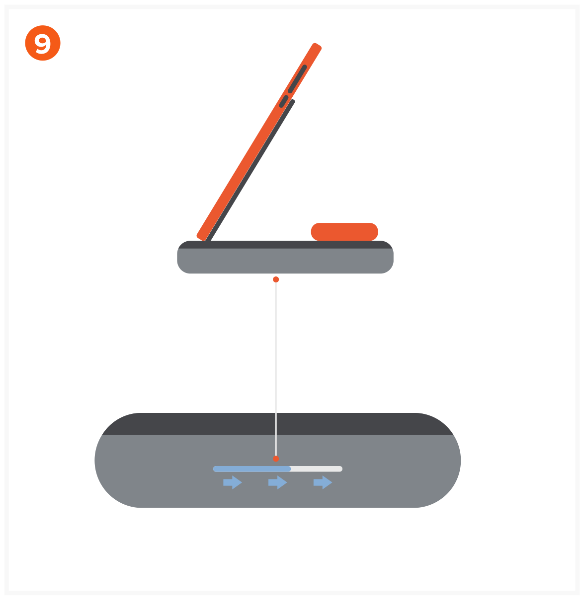 Duo Wireless Charger Power Stand (ST-UCDWPBSM) Quick Start Guide, Charging step 9: When both wireless chargers are being used simultaneously, the Blue LED light will not breathe but instead wil