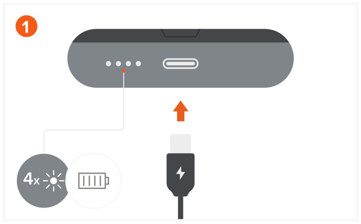 Duo Wireless Charger Power Stand (ST-UCDWPBSM) Quick Start Guide, Setup steps step 1: Before use, please fully charge the Duo Wireless Power Bank via USB-C port using its included cable.