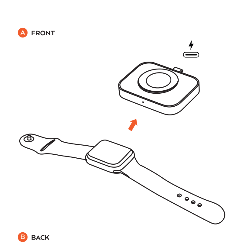 Charging an Apple Watch on the front side