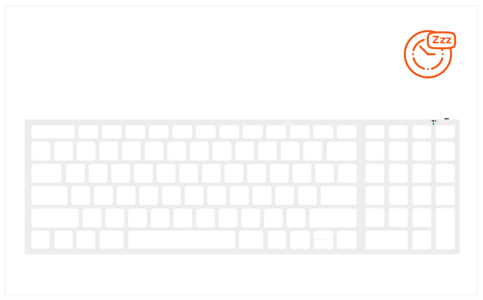 Slim X2 Bluetooth Backlit Keyboard (ST-BTSX2M) Quick Start Guide step 3: After 30 minutes of inactivity, the keyboard will go into sleep mode to preserve battery.