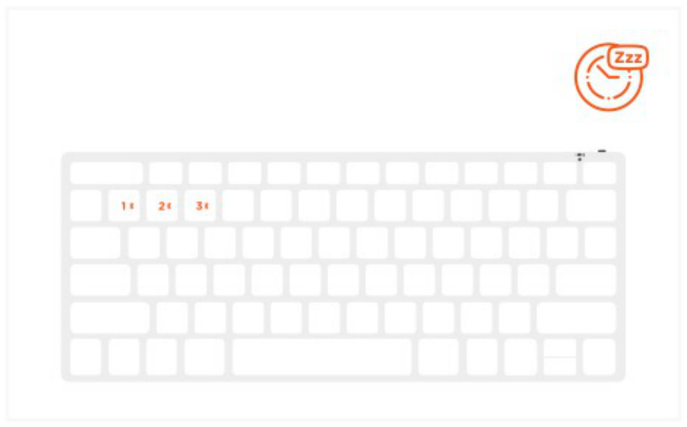 Slim X1 Bluetooth Backlit Keyboard (ST-BTSX1M) Quick Start Guide step 3: After 30 minutes of inactivity, the keyboard will go into sleep mode to preserve battery.