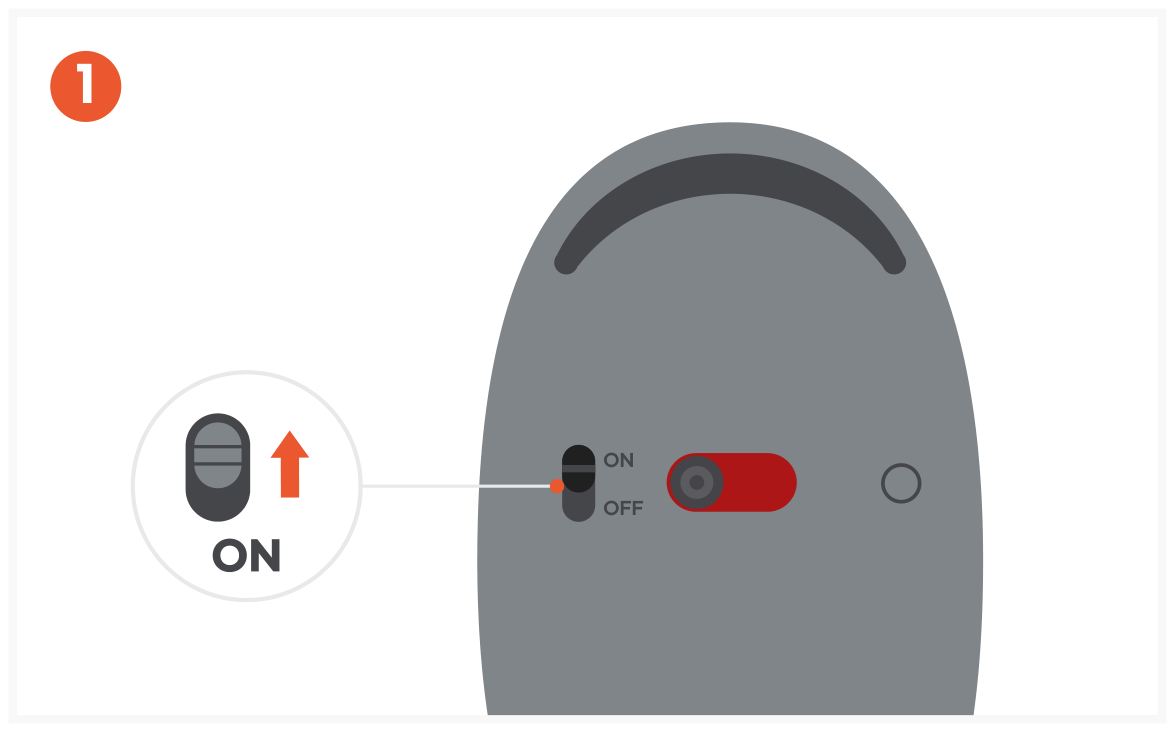 M1 Wireless Mouse (ST-ABTCMS) Quick Start Guide step 1: Turn on the M1 Bluetooth Mouse using its backside power switch.