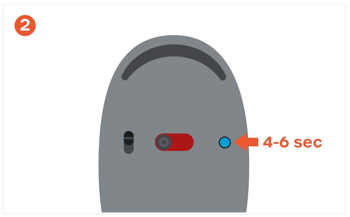 M1 Wireless Mouse (ST-ABTCMS) Quick Start Guide step 2: Put the mouse into pairing mode. Press and hold the Bluetooth button for 4-6 seconds.