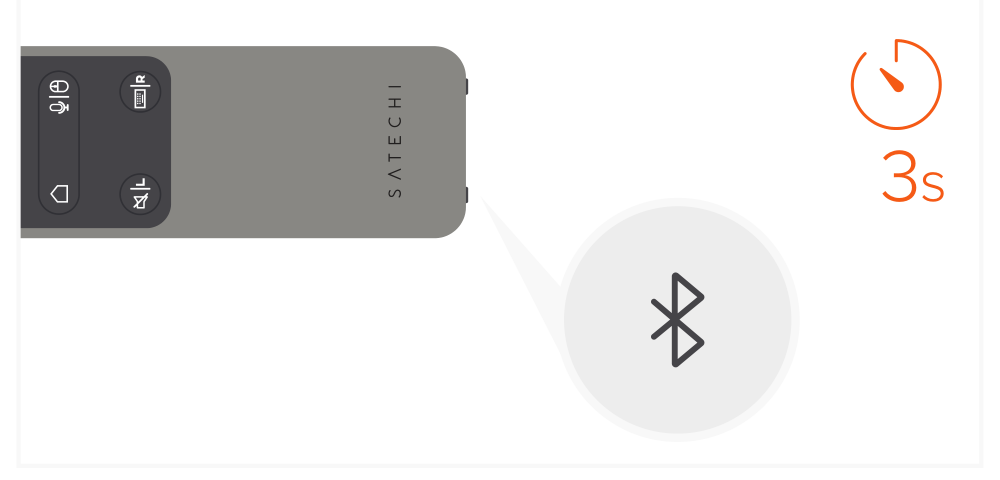 R2 Bluetooth Multimedia Remote Control (ST-BTMR2M) Quick Start Guide step 2: Enter pairing mode by press and holding the remote’s Bluetooth button for ~3 seconds.