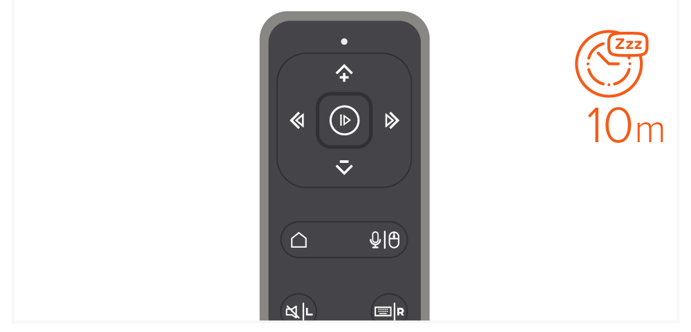 R2 Bluetooth Multimedia Remote Control (ST-BTMR2M) Quick Start Guide step 7: After ten minutes of inactivity, the remote will go into sleep mode. Press any button to wake.