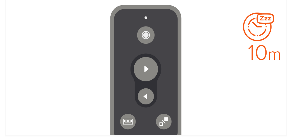 R1 Bluetooth Presentation Remote (ST-BTPR1M) Quick Start Guide step 6: After ten minutes of inactivity, the remote will go into sleep mode. Press any button to wake.