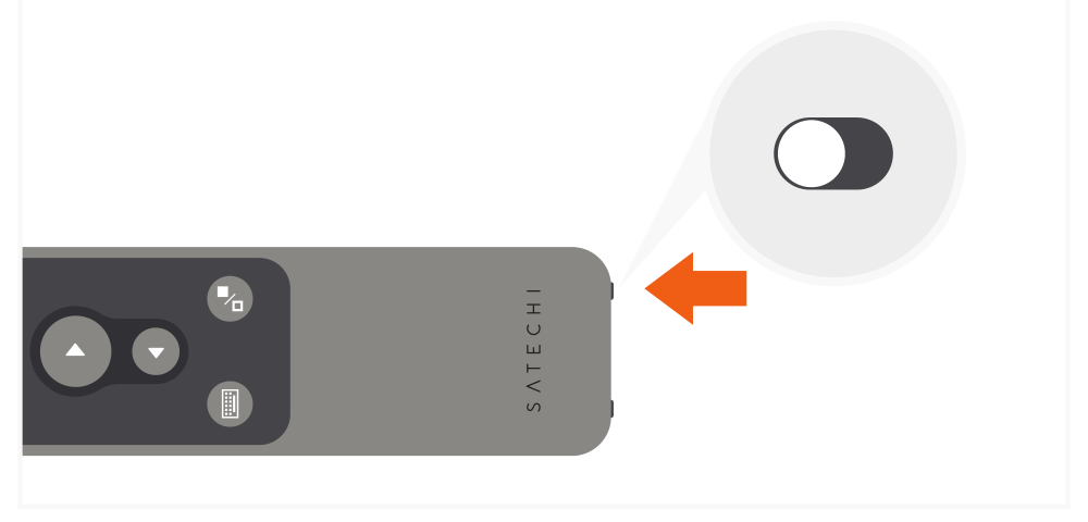 R1 Bluetooth Presentation Remote (ST-BTPR1M) Quick Start Guide step 1: Power on the remote using the bottom switch.