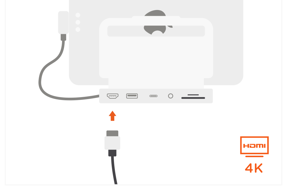Aluminum Stand & Hub for iPad Pro (ST-TCSHIPM) Quick Start Guide step 3: Use the HDMI port to output 4K display to compatible HDMI-enabled monitor – up to 60Hz.