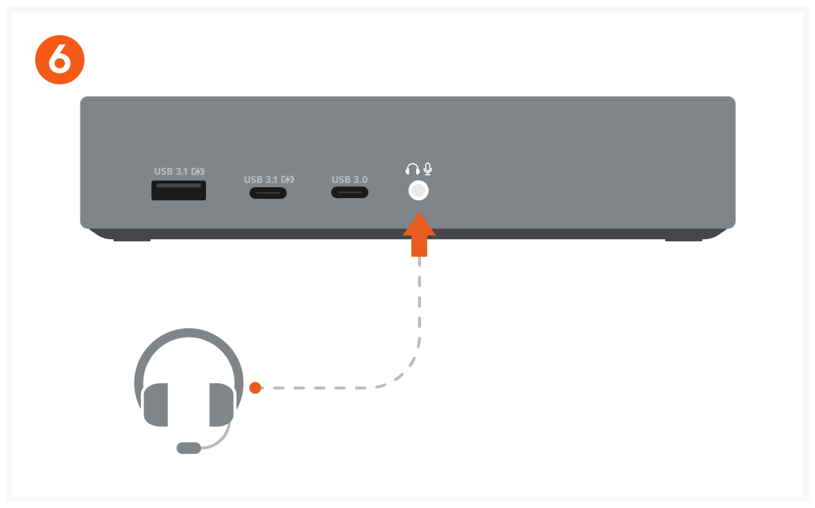 Triple 4K Display Docking Station (ST-D4KTM-US / -EU / -UK / -AU) Quick Start Guide step 6: Attach audio device to 3.5mm Audio I/O jack.