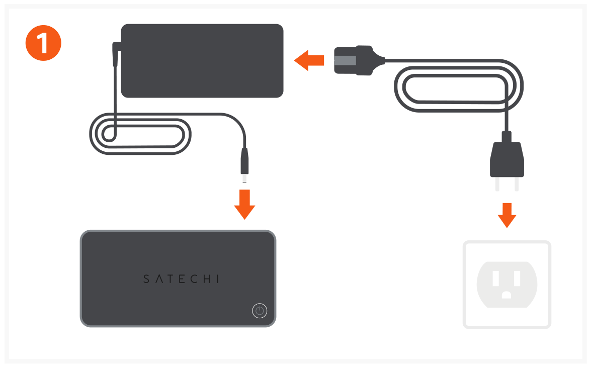 Triple 4K Display Docking Station (ST-D4KTM-US / -EU / -UK / -AU) Quick Start Guide step 1: Connect the included power adapter to the Dock.