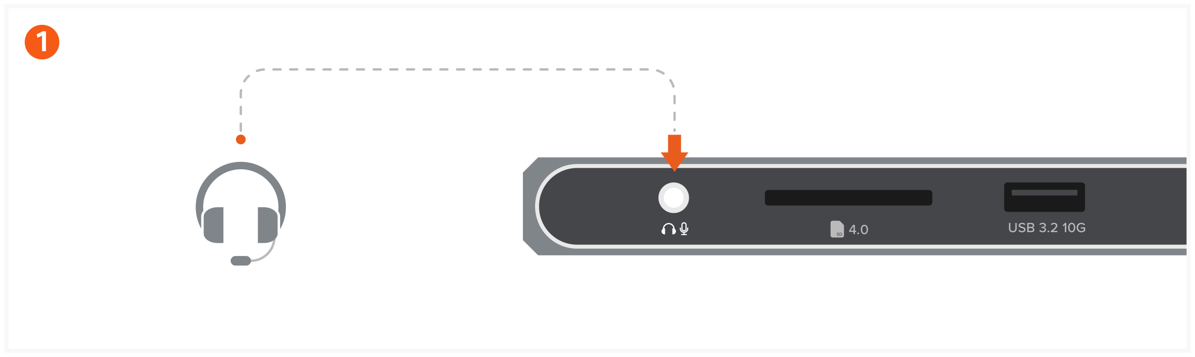 Thunderbolt 4 Dock with DisplayLink (ST-DT4MDM-US / -EU) Quick Start Guide step 1: Attach audio device to the 3.5mm Audio I/O jack.