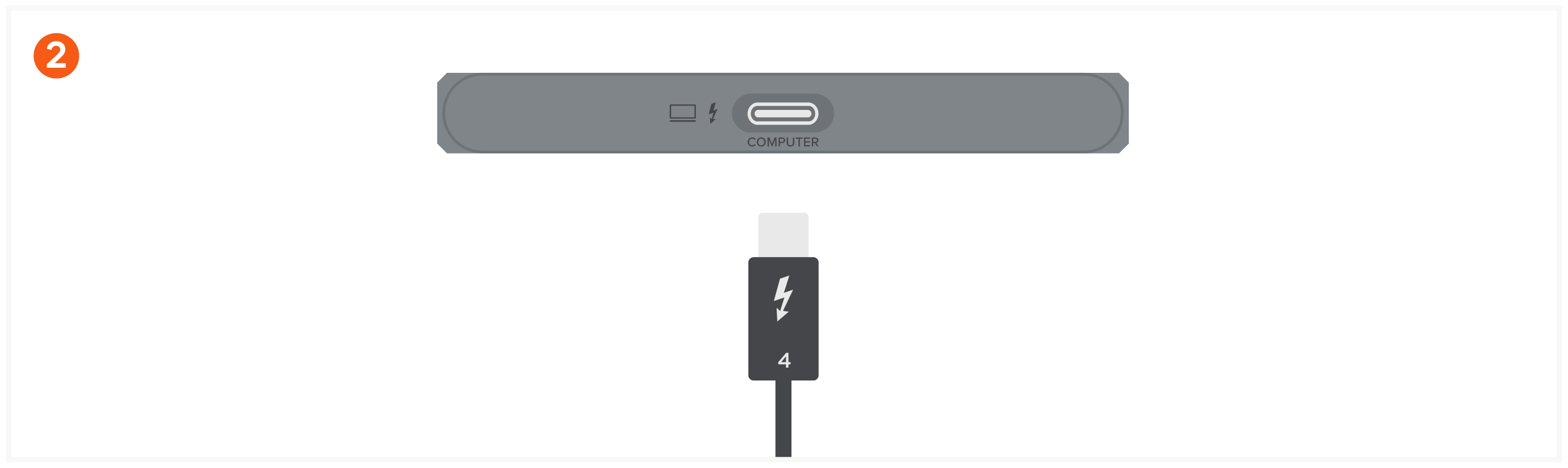 Thunderbolt 4 Dock with DisplayLink (ST-DT4MDM-US / -EU) Quick Start Guide step 2: Connect the Docking Station to your host device using the included Thunderbolt 4 cable.