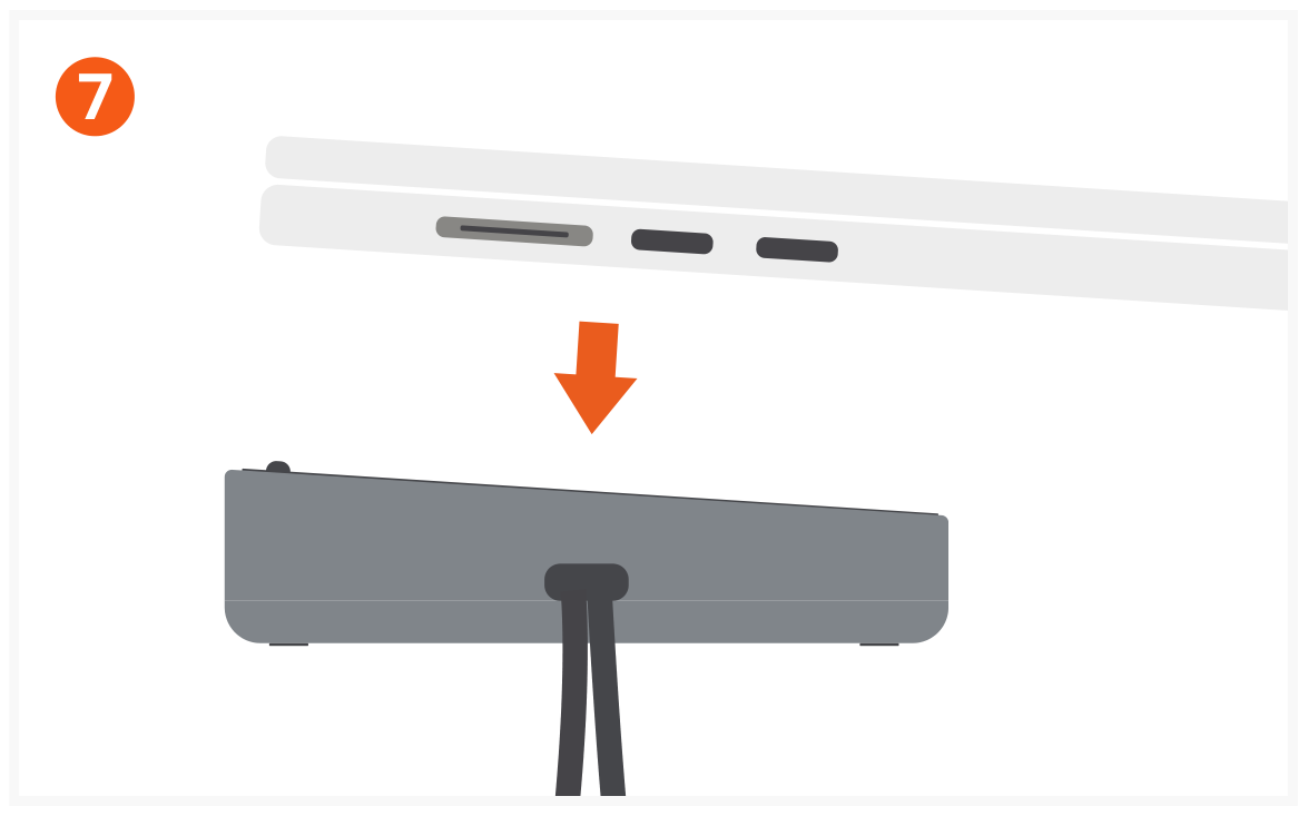 Dual Dock Stand - Docking Station with NVMe SSD Enclosure (ST-DDSM) Quick Start Guide step 7: Turn the dock over and place your host device on top of the Dock Stand.