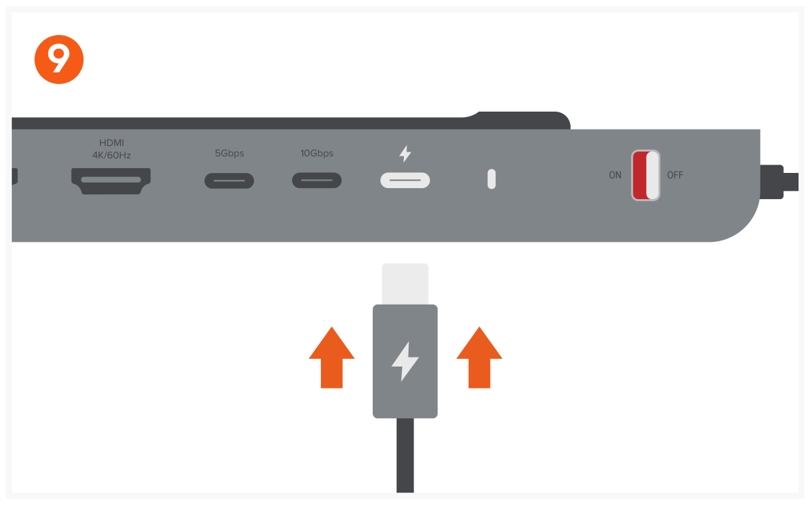 Dual Dock Stand - Docking Station with NVMe SSD Enclosure (ST-DDSM) Quick Start Guide step 9: Connect Dual Dock Stand to the power source.