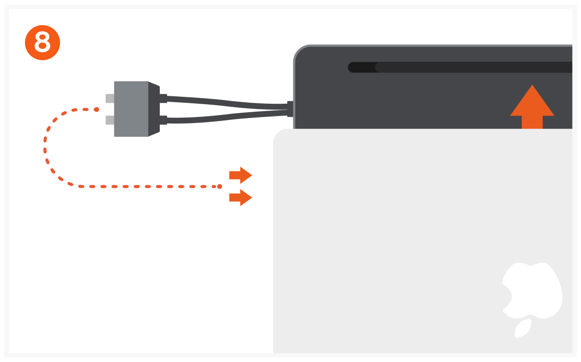 Dual Dock Stand - Docking Station with NVMe SSD Enclosure (ST-DDSM) Quick Start Guide step 8: Connect the dual cable connectors to the dual USB-C ports on your host device.