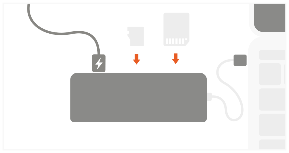 Type-C Multimedia Adapter (ST-TCMM8PAS / ST-TCMM8PAM) Quick Start Guide step 7: Insert Micro SD or SD card into card reader slots.
