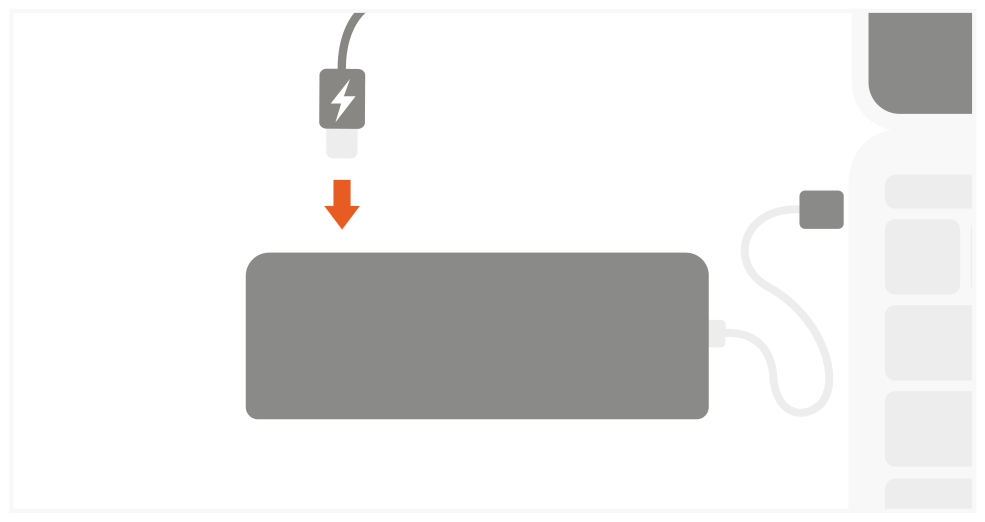 Type-C Multimedia Adapter (ST-TCMM8PAS / ST-TCMM8PAM) Quick Start Guide step 2: Connect laptop power adapter to USB-C charging port.