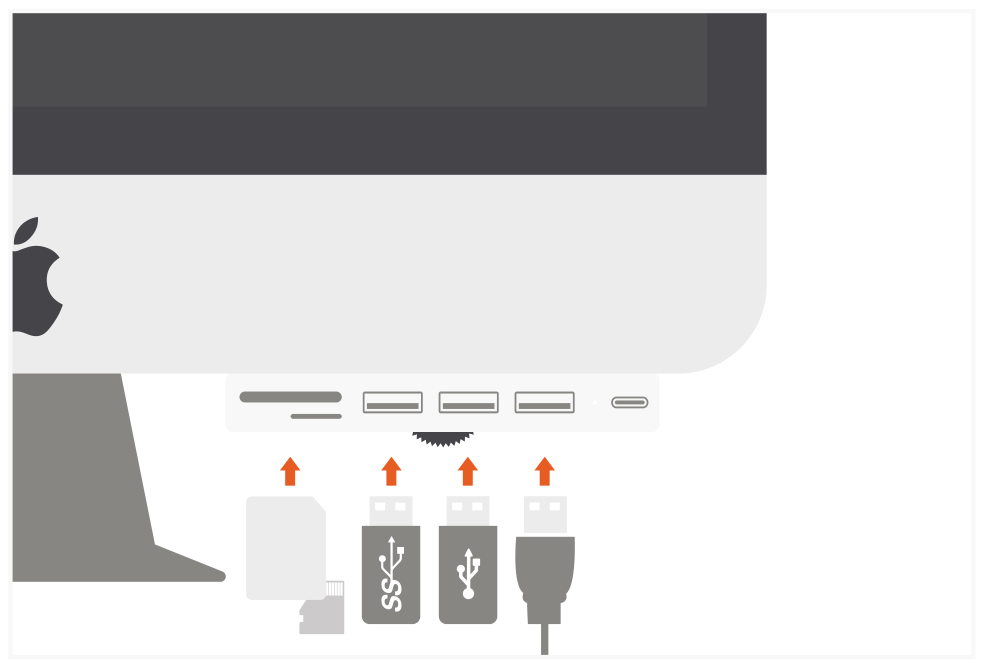 Aluminum Type-C Clamp Hub Pro (ST-TCIMHS / ST-TCIMHM) Quick Start Guide step 5: Connect your devices to USB 3.0 ports and Micro/SD card reader slots.