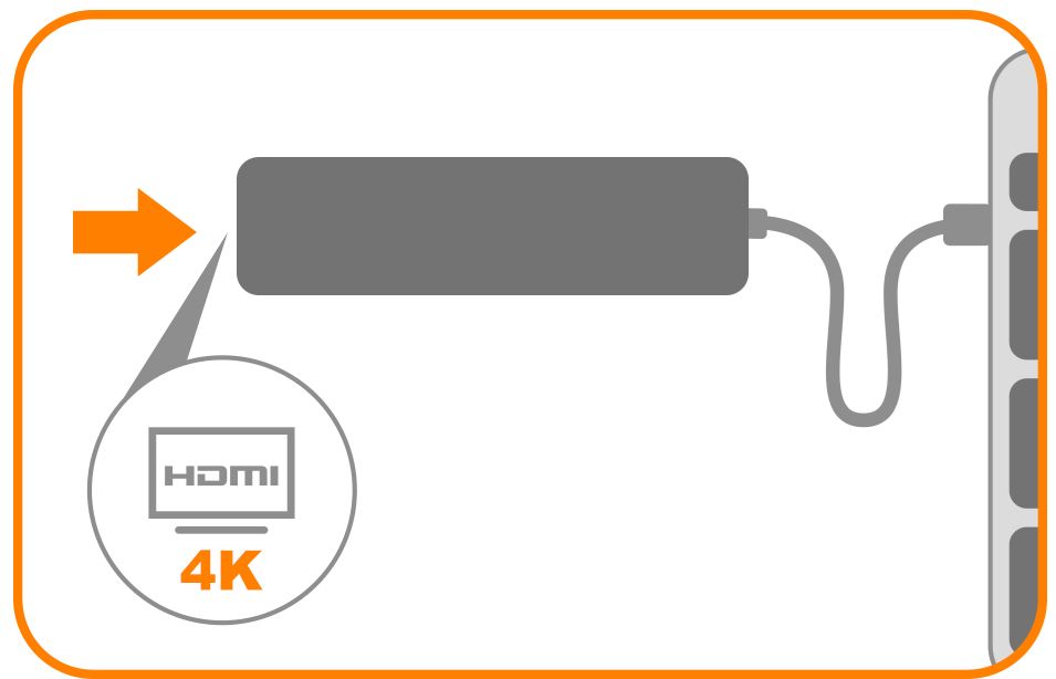 Slim Aluminum Type-C Multi-Port Adapter (ST-SCMA2K) Quick Start Guide step 3: Connect external monitor to HDMI port of the Adapter with HDMI Cable.