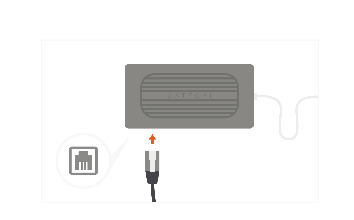 USB-C Multiport MX Adapter (ST-UCMXAM) Quick Start Guide step 4: Connect an RJ45 network cable to the adapter’s Gigabit Ethernet port.