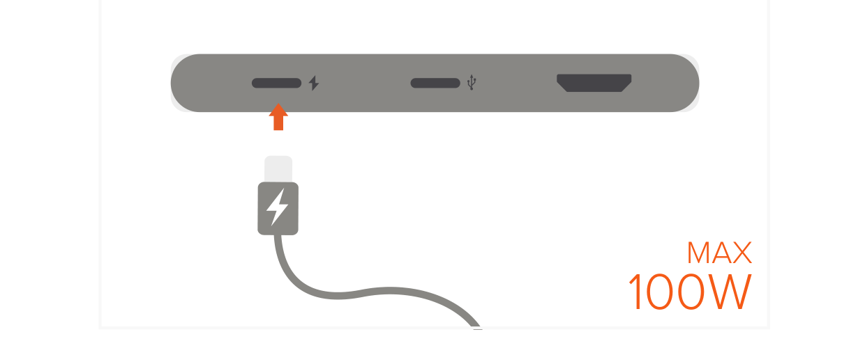 USB-C On-the-Go Multiport Adapter (ST-UCMBAM ST-UCMBAK) Quick Start Guide step 3: Connect a PD charger to the adapter’s USB-C PD charging port.