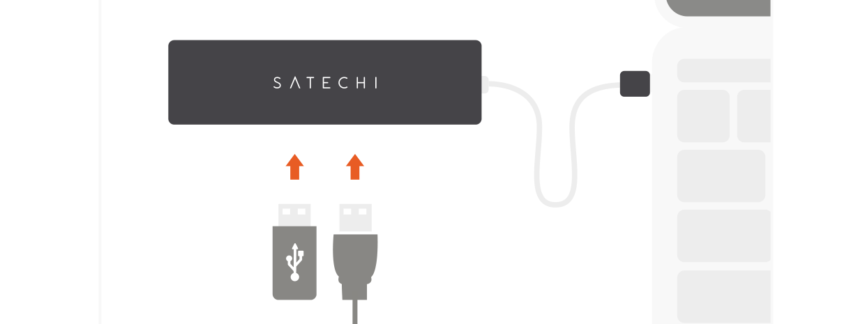 USB-C Hybrid Multiport Adapter (ST-UCHSEM ST-UCHSEK) Quick Start Guide step 8: Use the USB-A data ports to connect two USB devices – up to 10 Gbps. Does not support charging or CD readers,