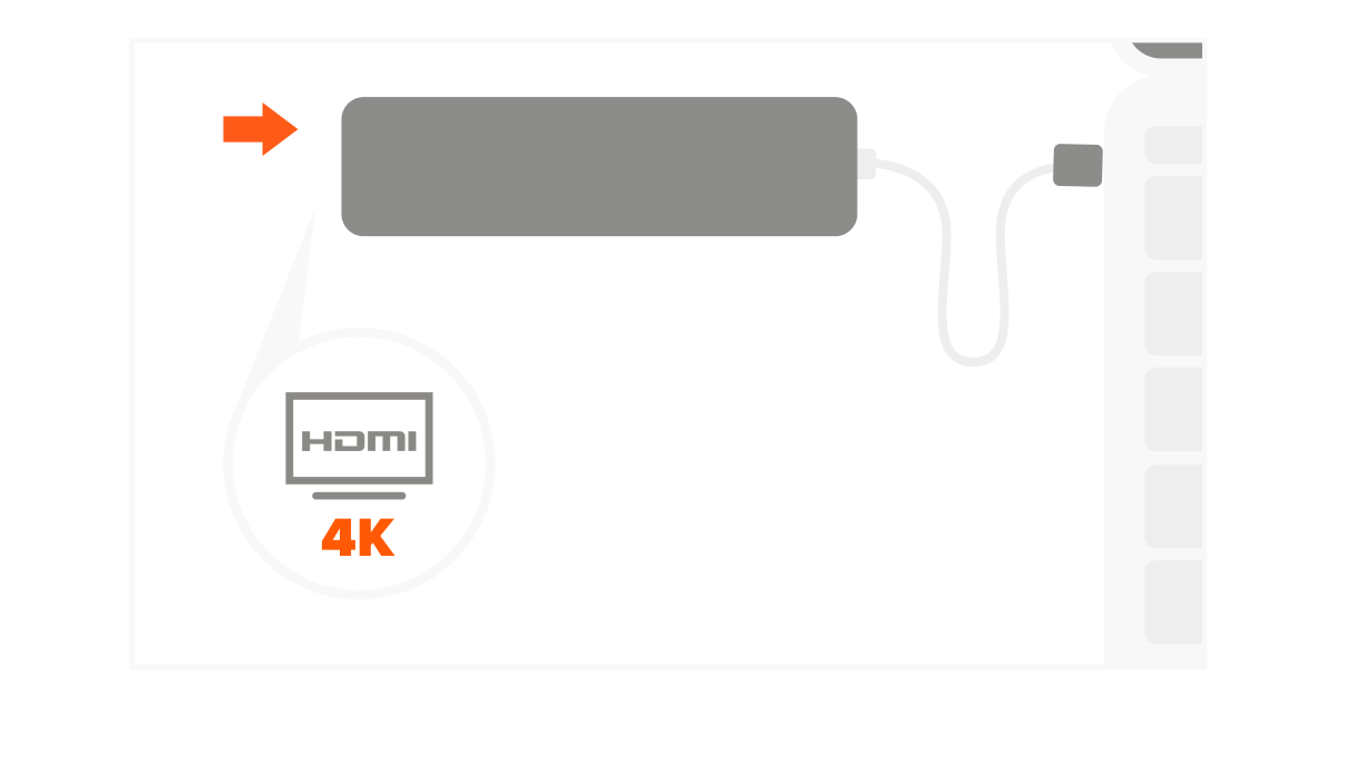 USB-C Slim Type-C Multi-Port Adapter V2 Quick Start Guide step 3: Connect HDMI-enabled monitor to adapter’s HDMI port using high speed HDMI cable.