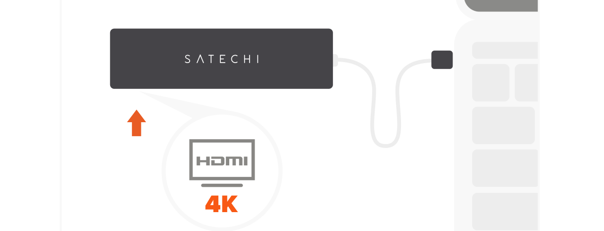 USB-C Hybrid Multiport Adapter (ST-UCHSEM ST-UCHSEK) Quick Start Guide step 7: Use the HDMI port to output 4K HDMI to an external monitor or display – up to 60Hz.